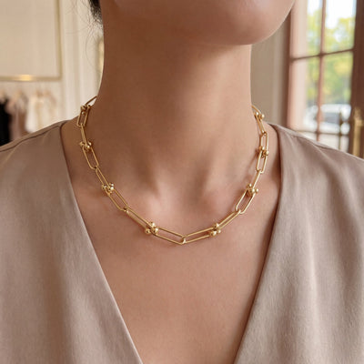 Small Industrial Link Necklace in 9ct Gold