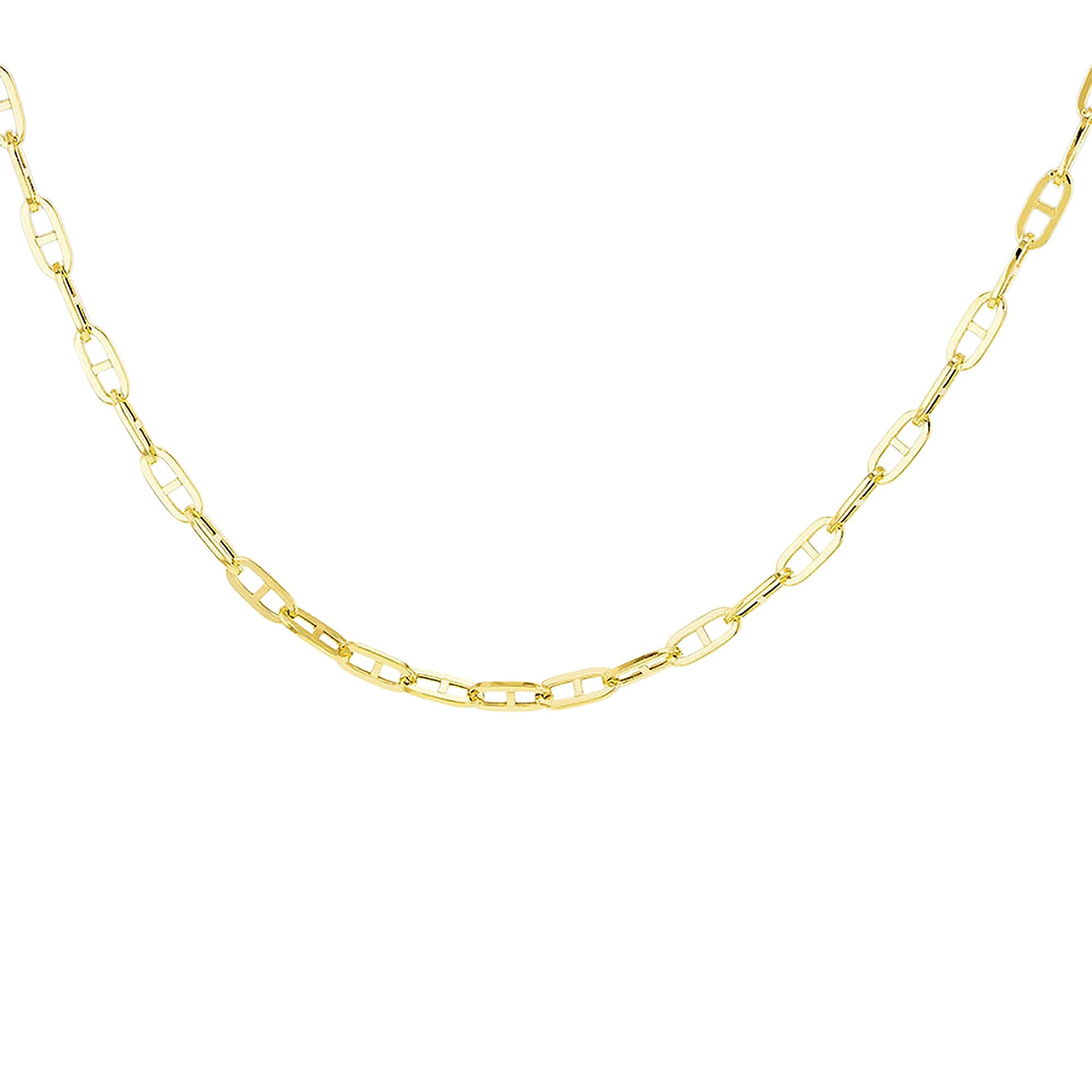 Small Square Rambo Link 18 Inch Chain in 9ct Gold