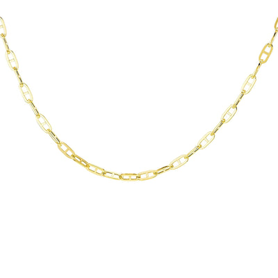 Small Square Rambo Link 18 Inch Chain in 9ct Gold