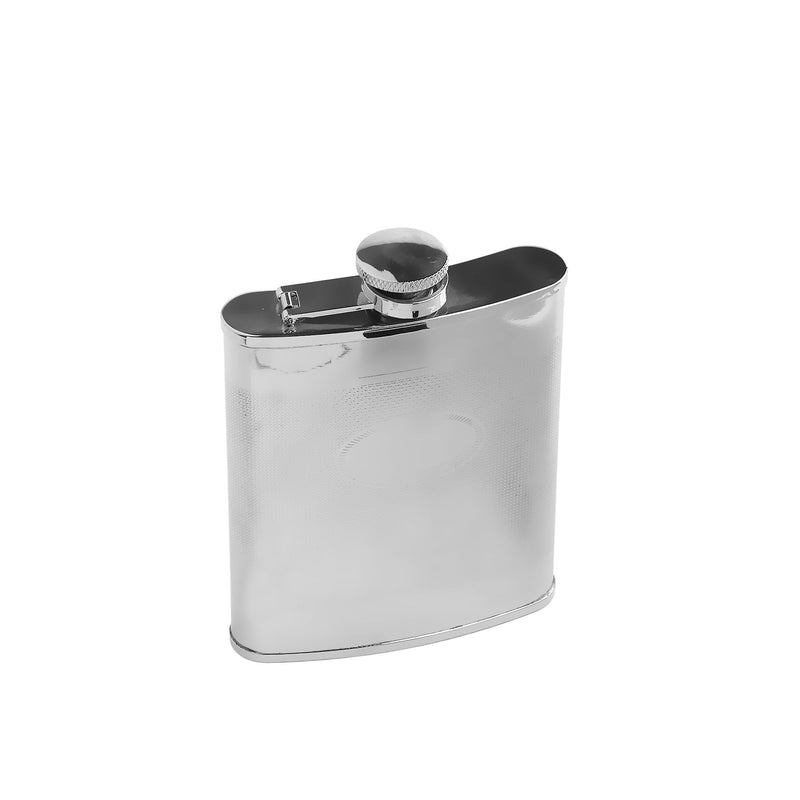 Sterling Silver Plated 6oz Barley Hip Flask & Engraving Plate