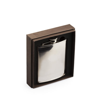 Sterling Silver Plated 6oz Barley Hip Flask & Engraving Plate