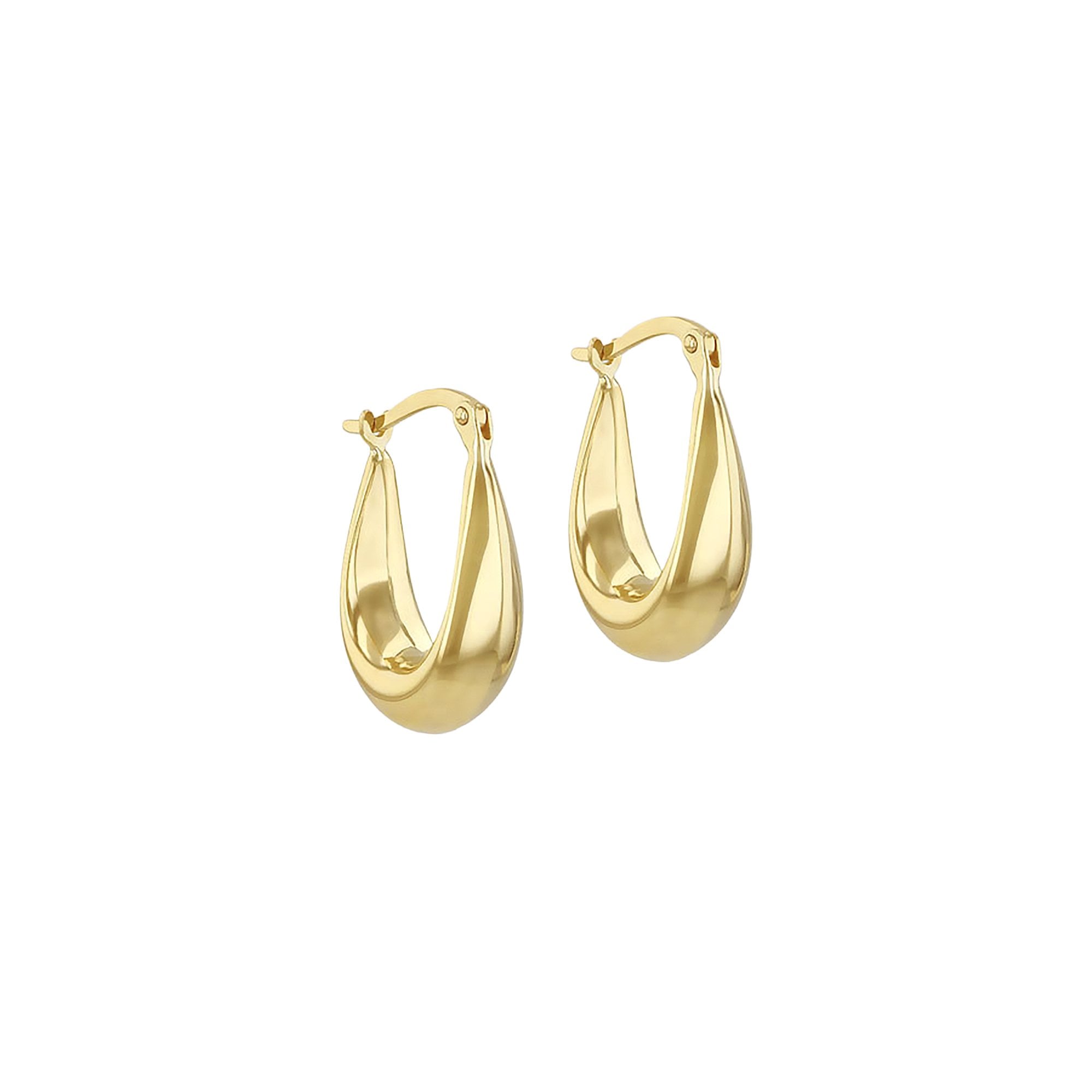 Tapered Knife Edge Creole Hoop Earring in 9ct Yellow Gold