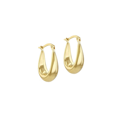 Tapered Knife Edge Creole Hoop Earring in 9ct Yellow Gold