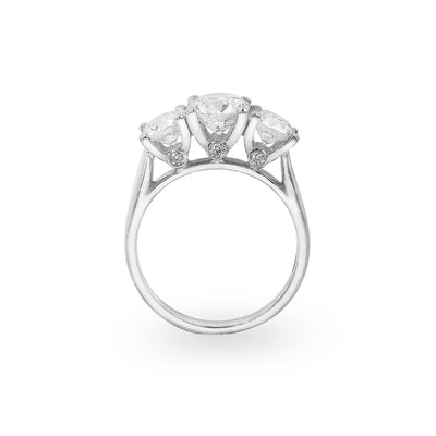 2.41ct / F / Si - GIA Certified Round Cut Natural Diamond Three Stone, 18ct White Gold Ring
