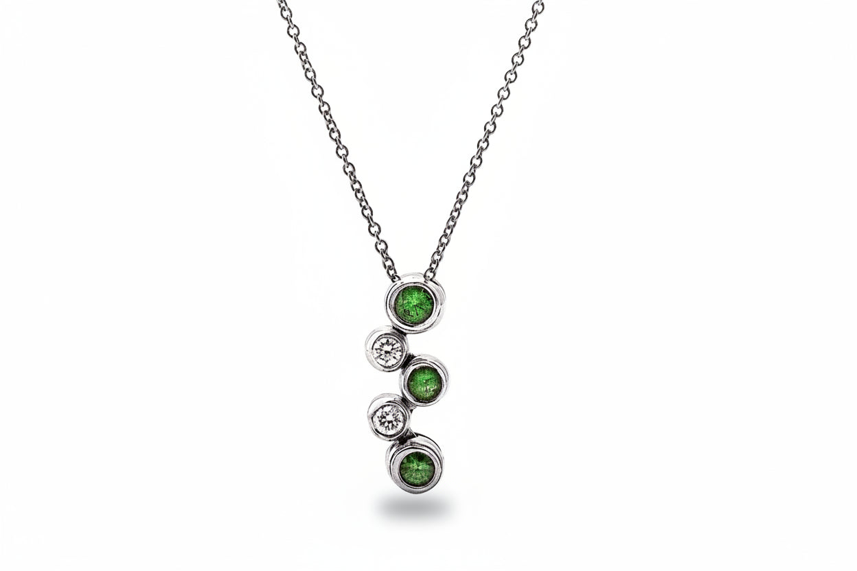 Tiffany & Co.Diamond & Tsavorite Garnet Bubble Pendant in Platinum