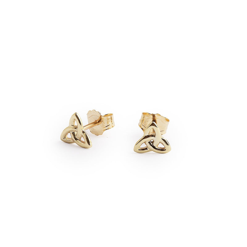 Tiny Trinity Knot Stud Earrings in 10ct Yellow Gold