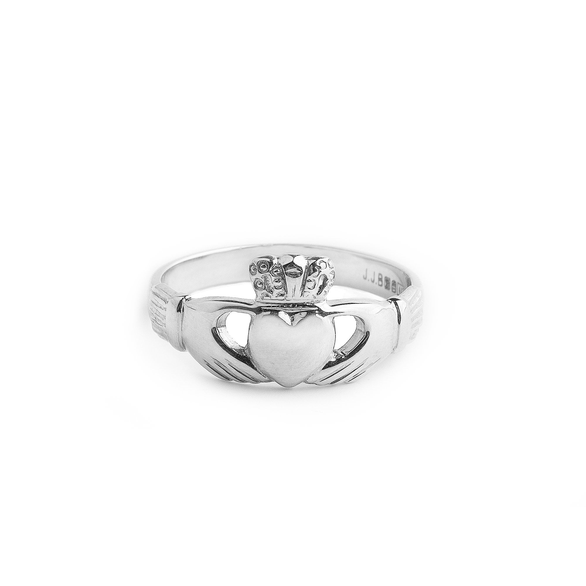 Traditional 10ct White Gold Ladies Claddagh Ring