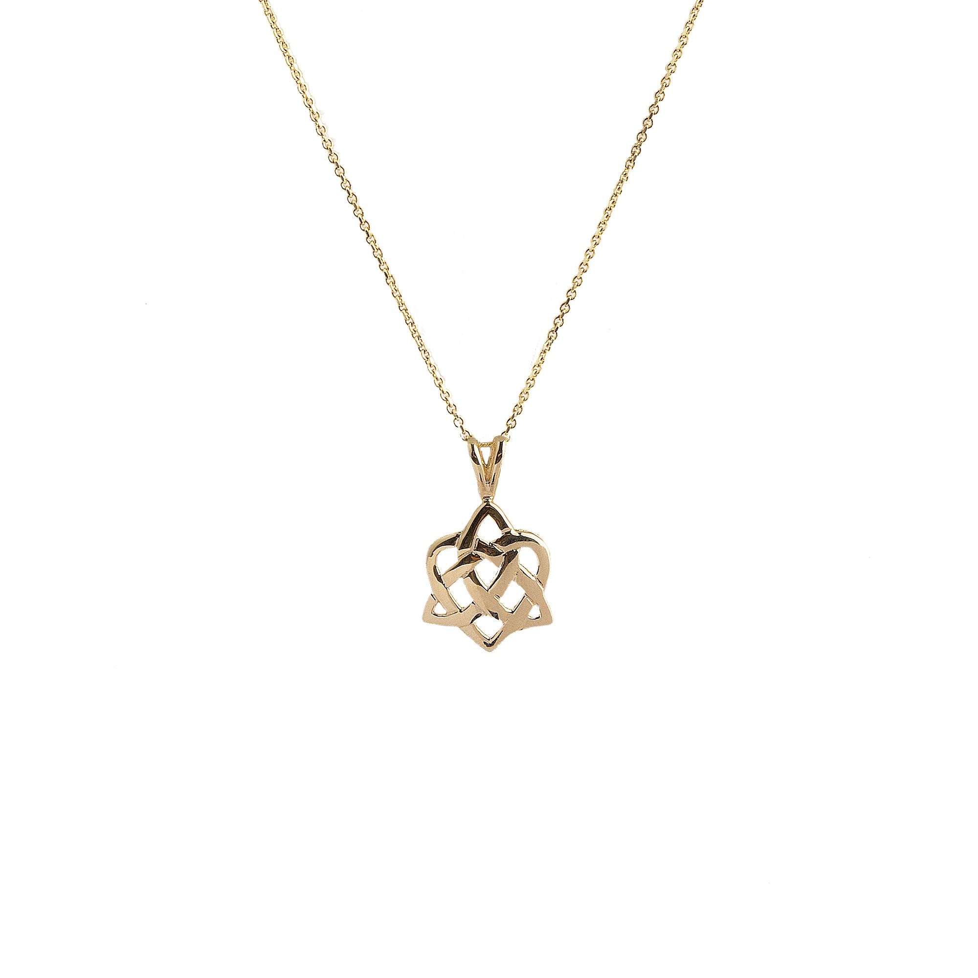 Trinity Knot Triangle Pendant in 10ct Yellow Gold with 9ct Yellow Gold Chain Weighing 1.9 Grams