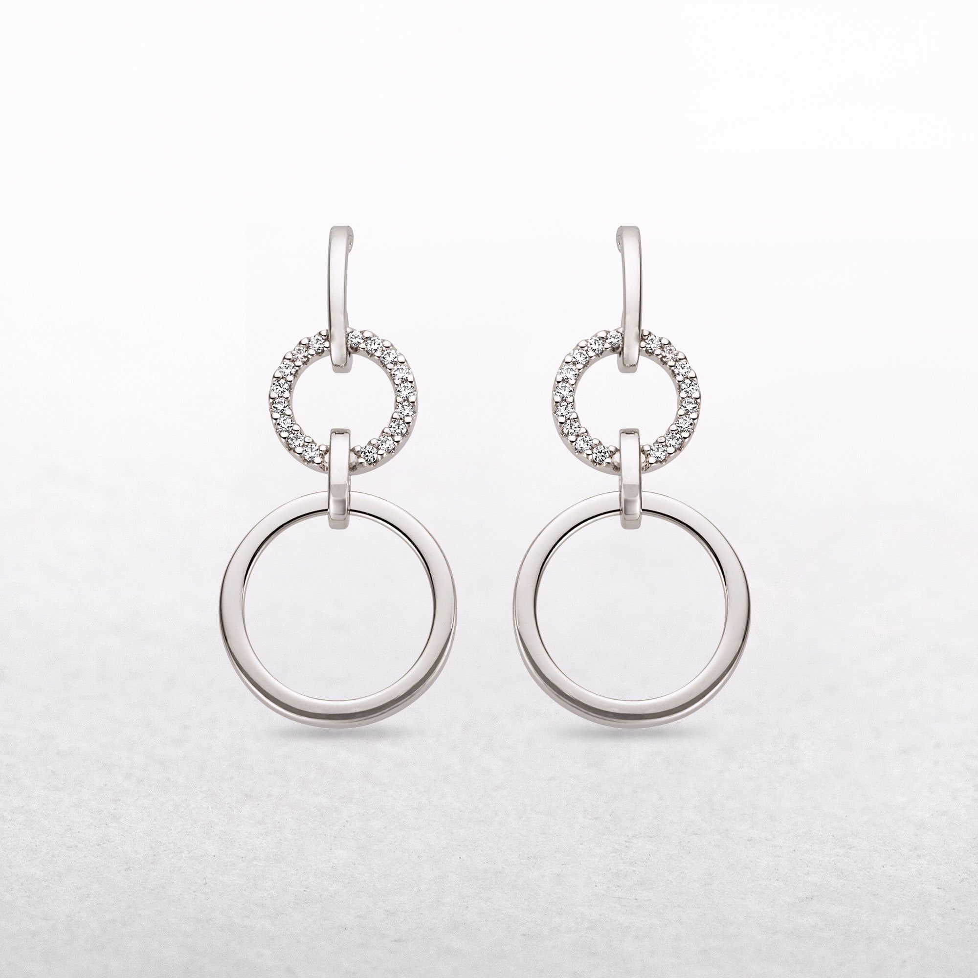 Two Hoop 0.13ct Natural Diamond Set Earrings in 9ct White Gold