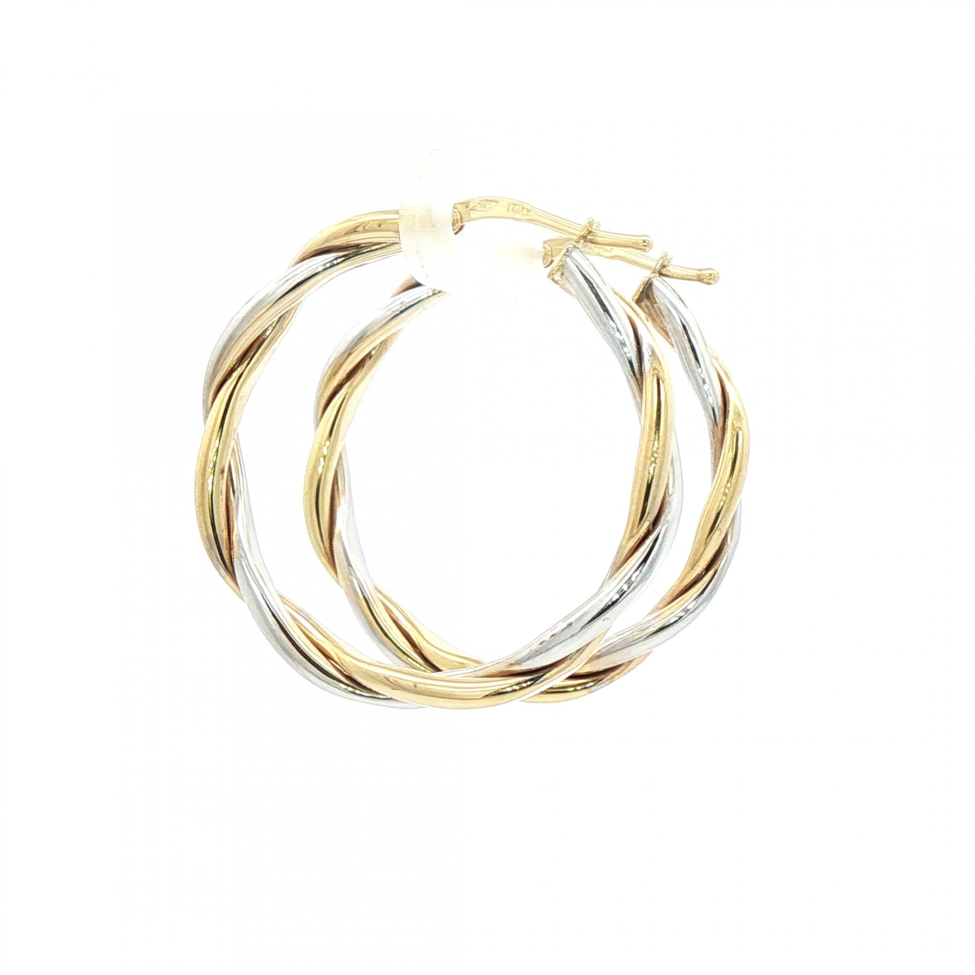 Two Tone Twist Hoop Earrings in 9ct White & Yellow Gold