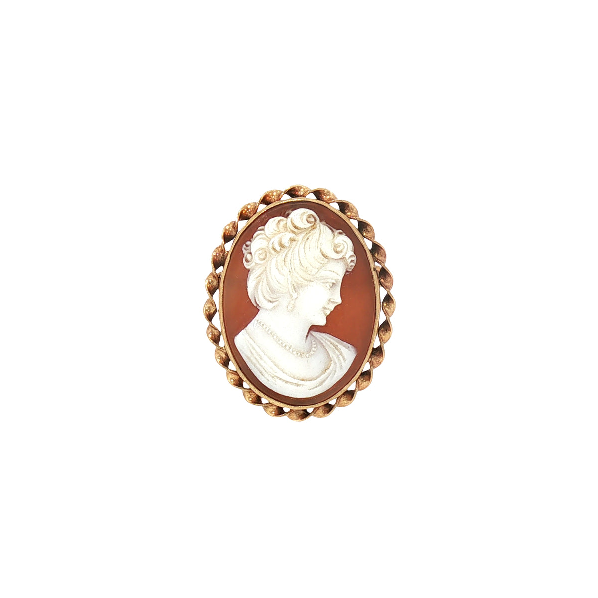 Vintage Oval Cameo Sardonyx Brooch in 9ct Yellow Gold