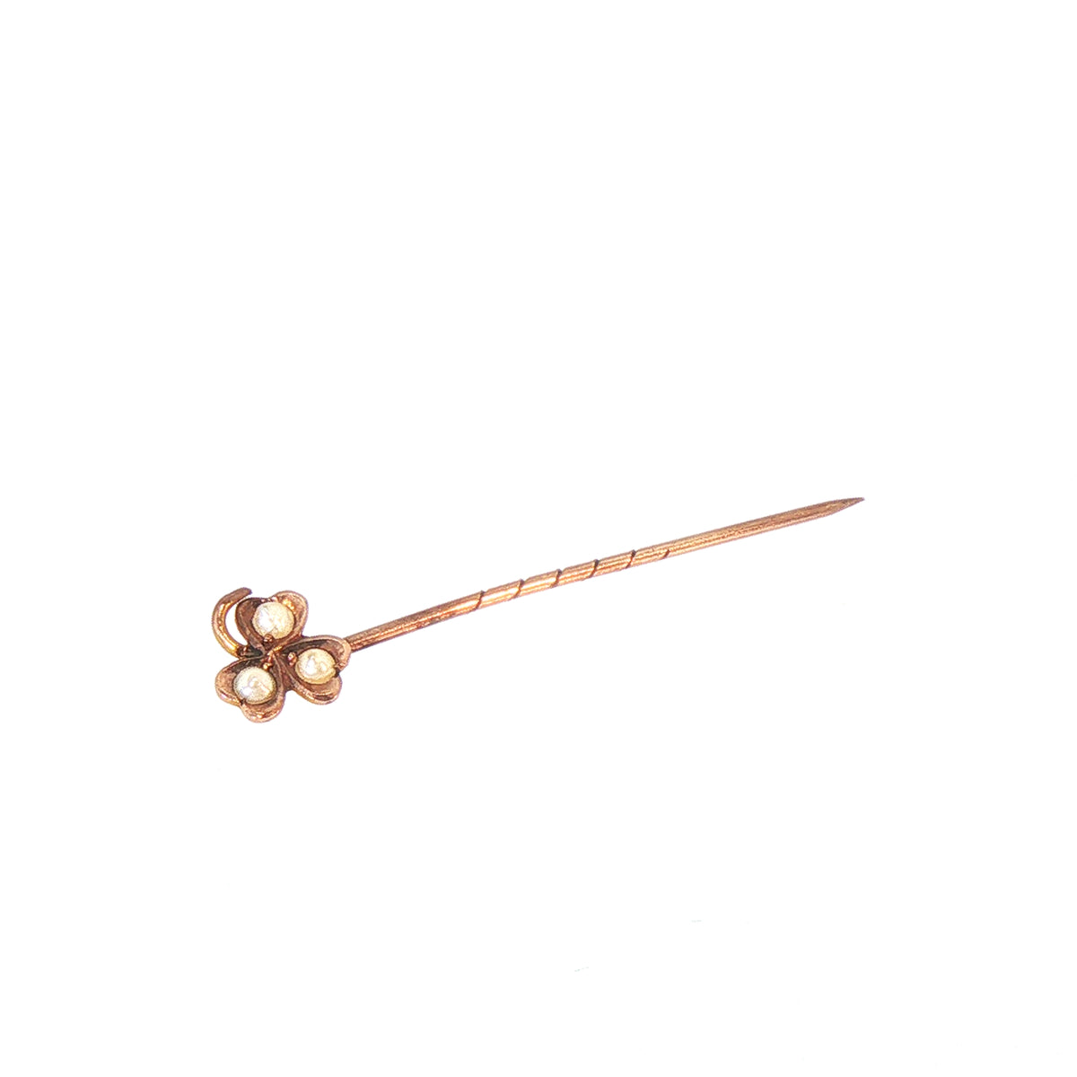 Vintage 3 Pearl Clover Tie Pin in 9ct Yellow Gold