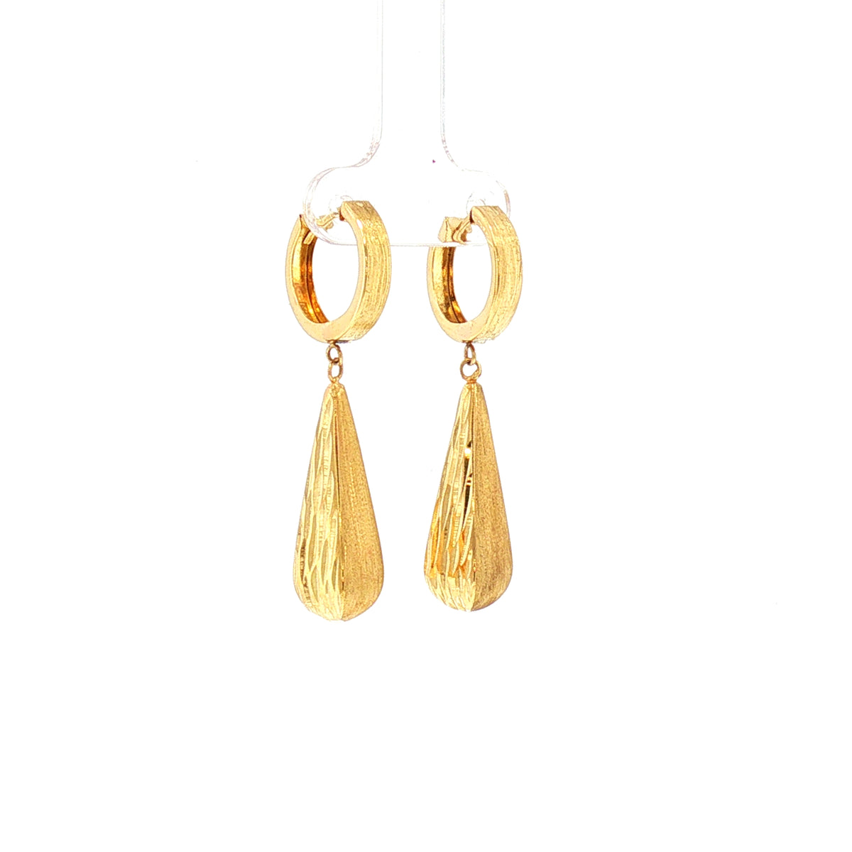 Vintage Textured Teardrop Drop Earrings in 14ct Yellow Gold