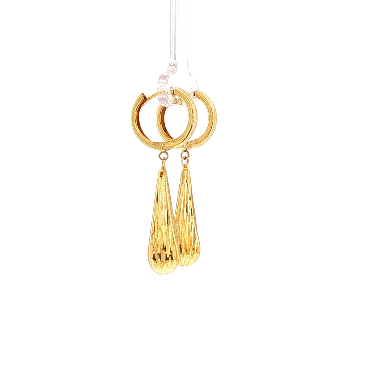 Vintage Textured Teardrop Drop Earrings in 14ct Yellow Gold