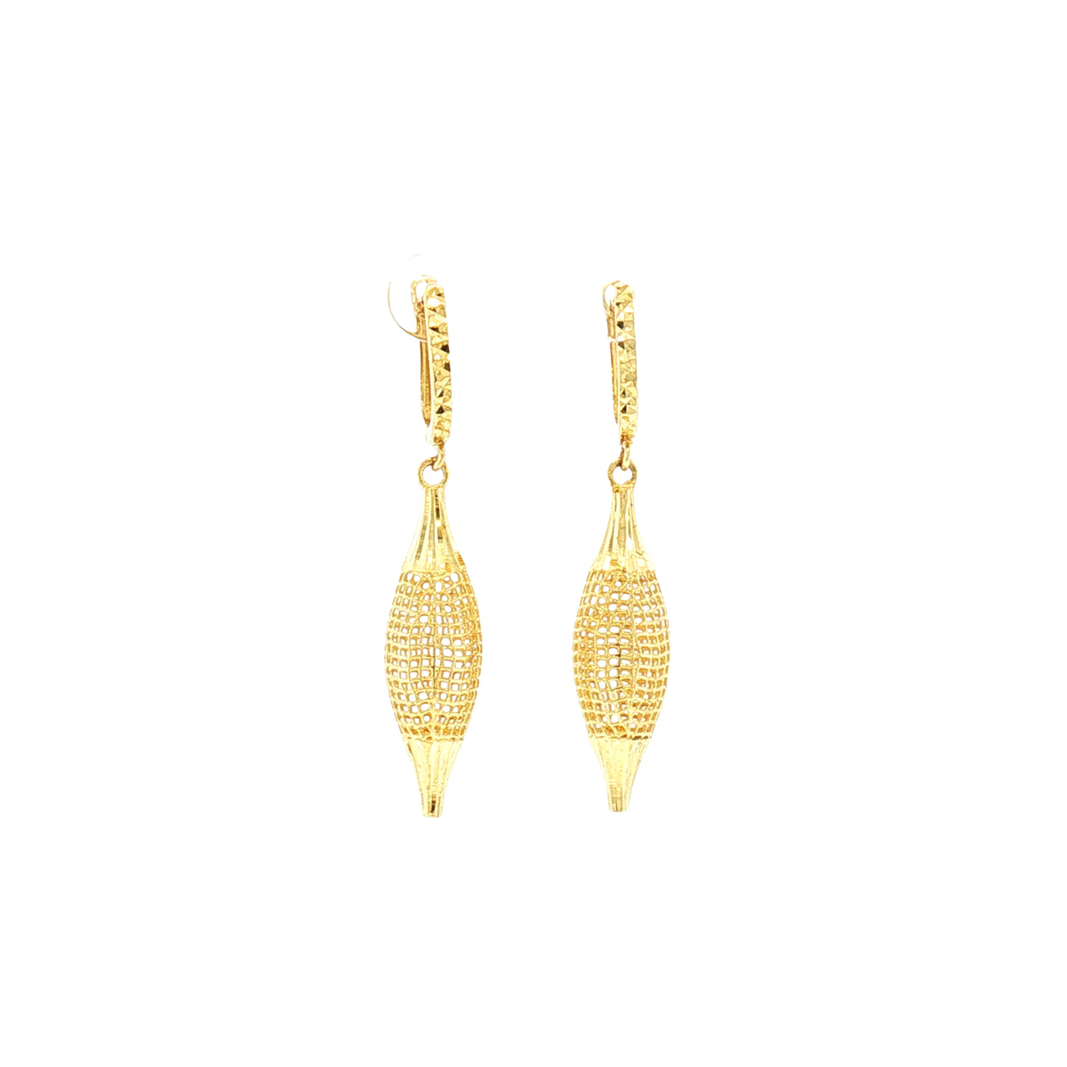 Vintage Textured Lattice Drop Earrings in 14ct Yellow Gold