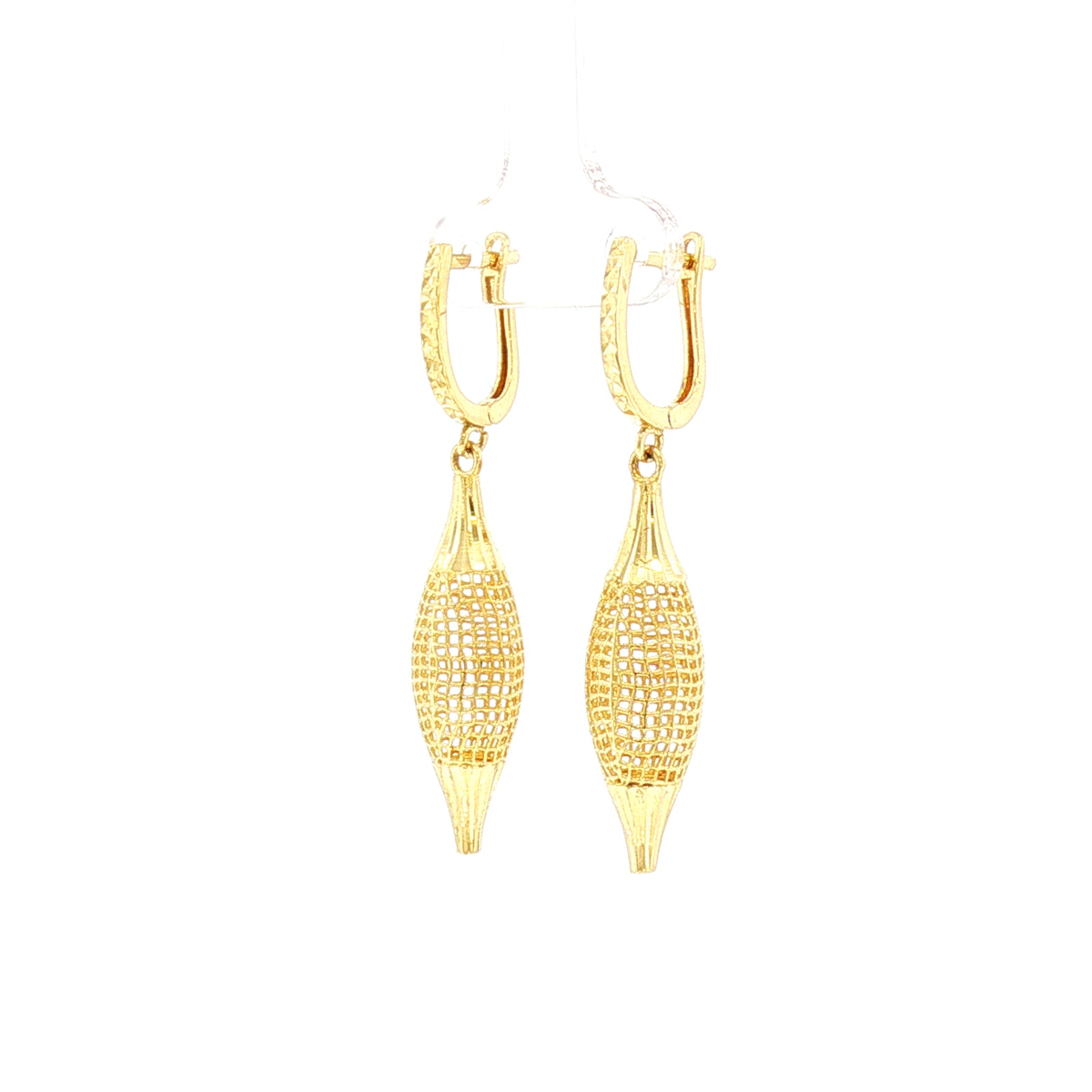 Vintage Textured Lattice Drop Earrings in 14ct Yellow Gold
