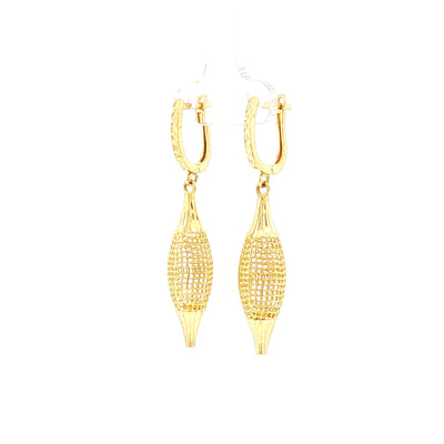 Vintage Textured Lattice Drop Earrings in 14ct Yellow Gold