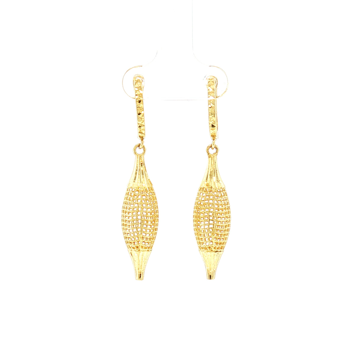 Vintage Textured Lattice Drop Earrings in 14ct Yellow Gold