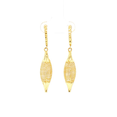 Vintage Textured Lattice Drop Earrings in 14ct Yellow Gold