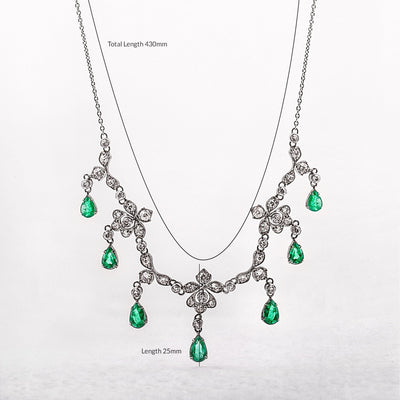 Vintage 2.65ct Emerald & 2.40ct Diamond Necklace