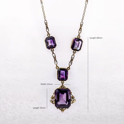 Vintage Amethyst Four Stone Pendant in 14ct Yellow Gold