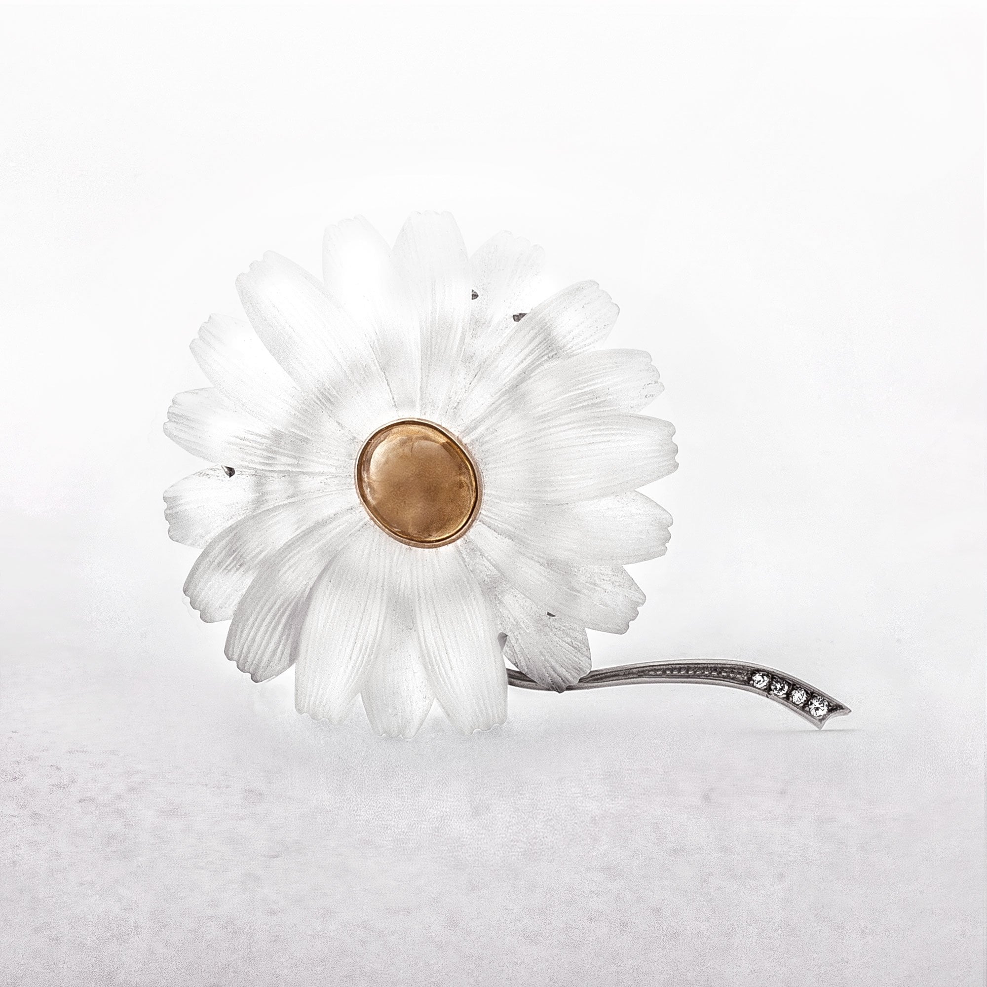 Vintage Austrian Rock Crystal & Citrine Flower Brooch
