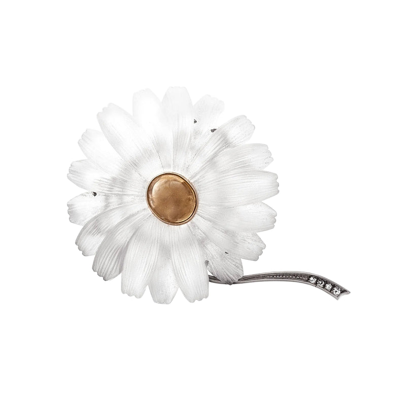 Vintage Austrian Rock Crystal & Citrine Flower Brooch
