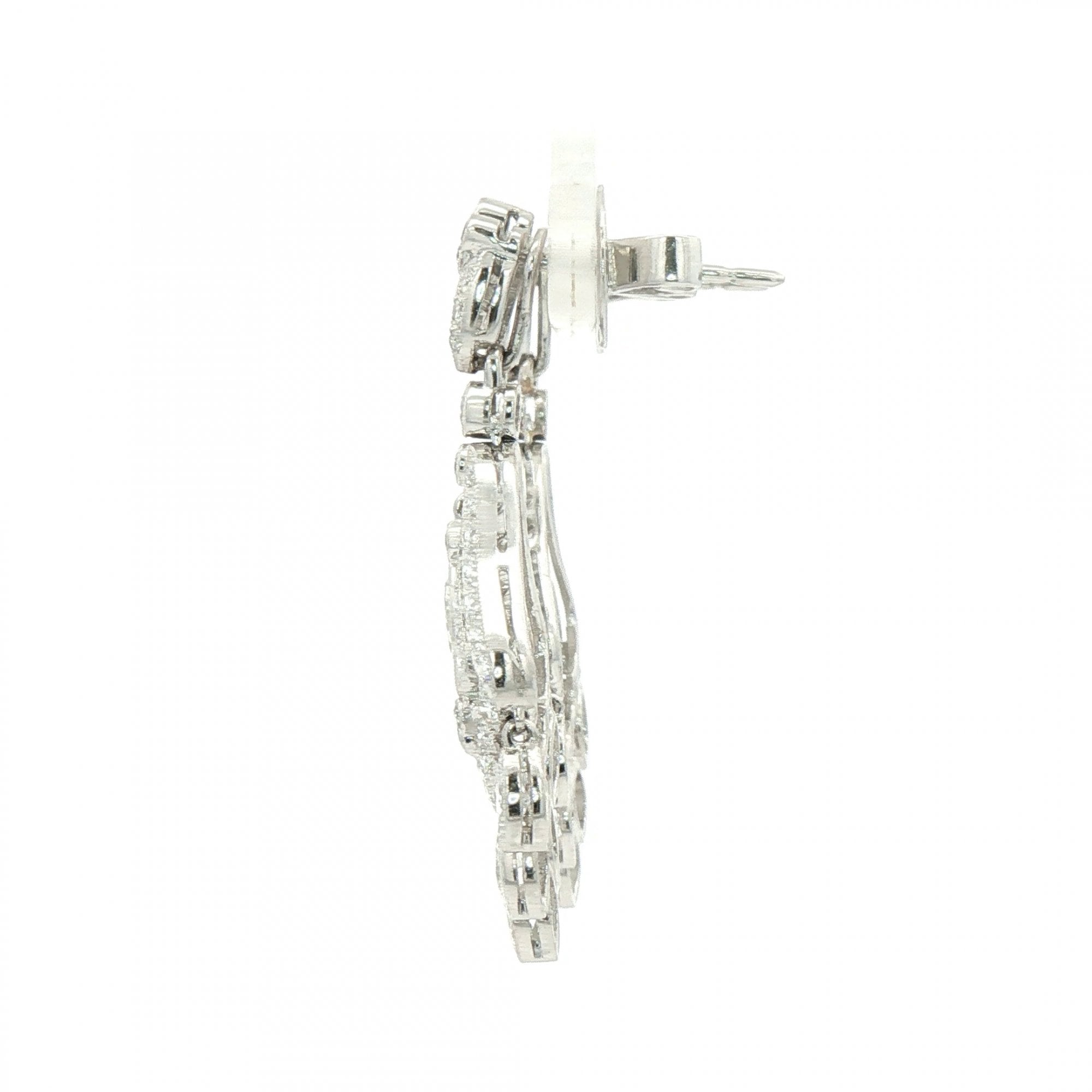 Vintage Natural Diamond Art Deco style Chandelier Earrings in 14ct White Gold