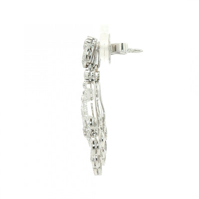 Vintage Natural Diamond Art Deco style Chandelier Earrings in 14ct White Gold