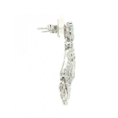 Vintage Natural Diamond Art Deco style Chandelier Earrings in 14ct White Gold