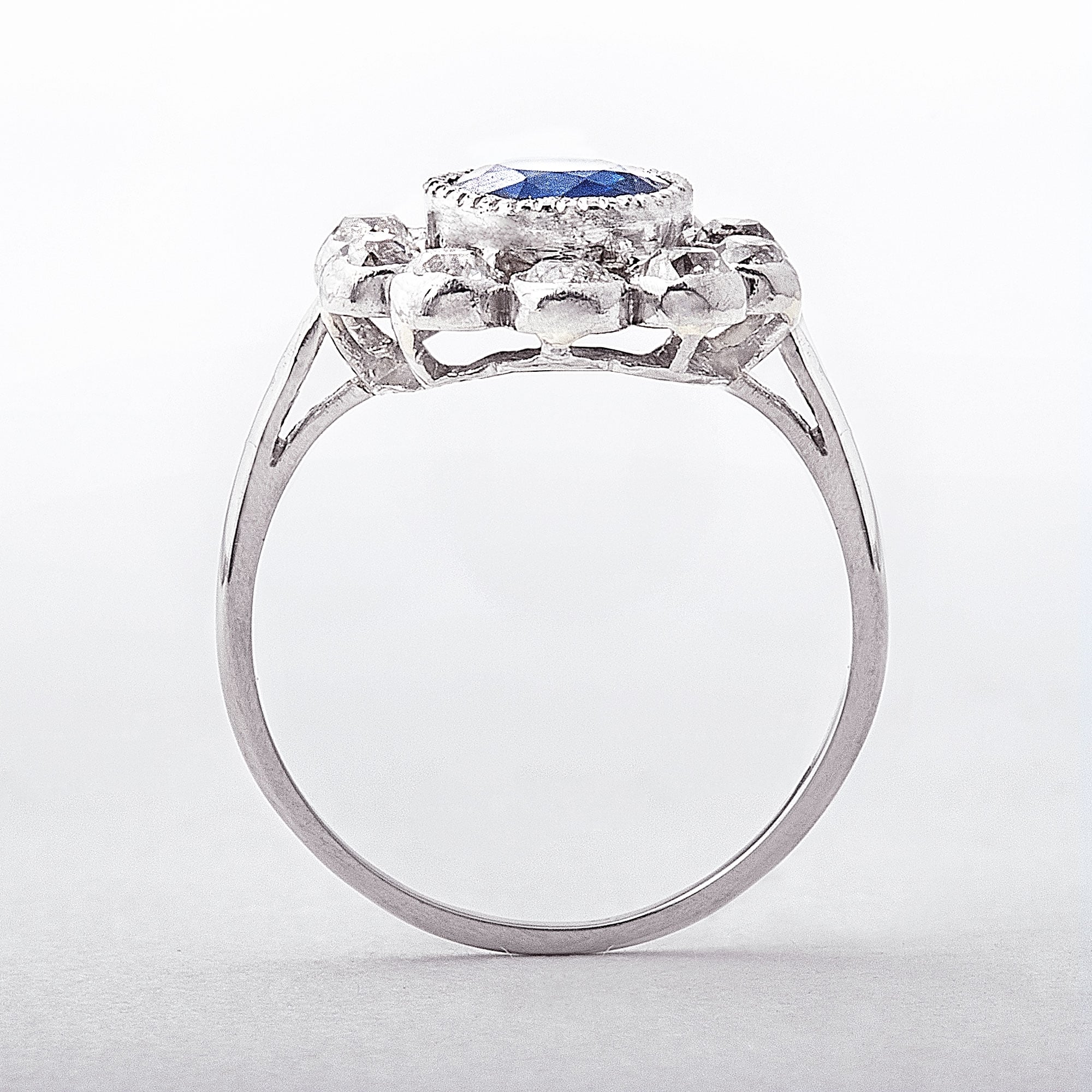 Vintage Sapphire & Diamond Flower Cluster Ring