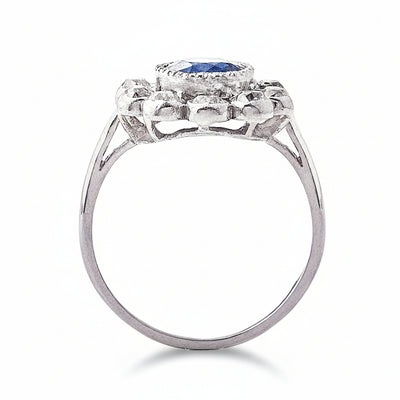 Vintage Sapphire & Diamond Flower Cluster Ring