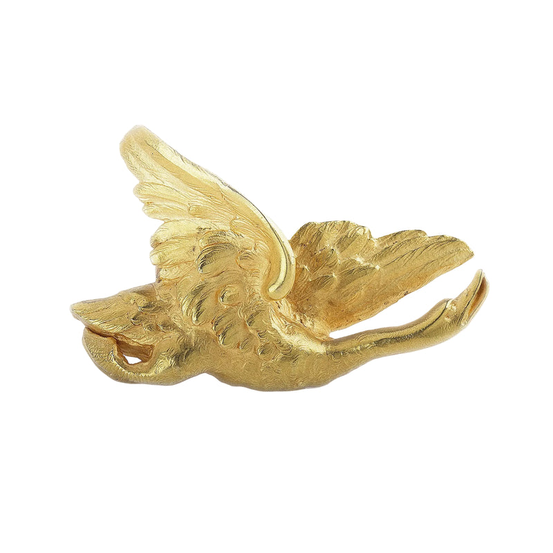 Vintage Swan Brooch Weighing 14.4g Set In 18ct Yellow Gold