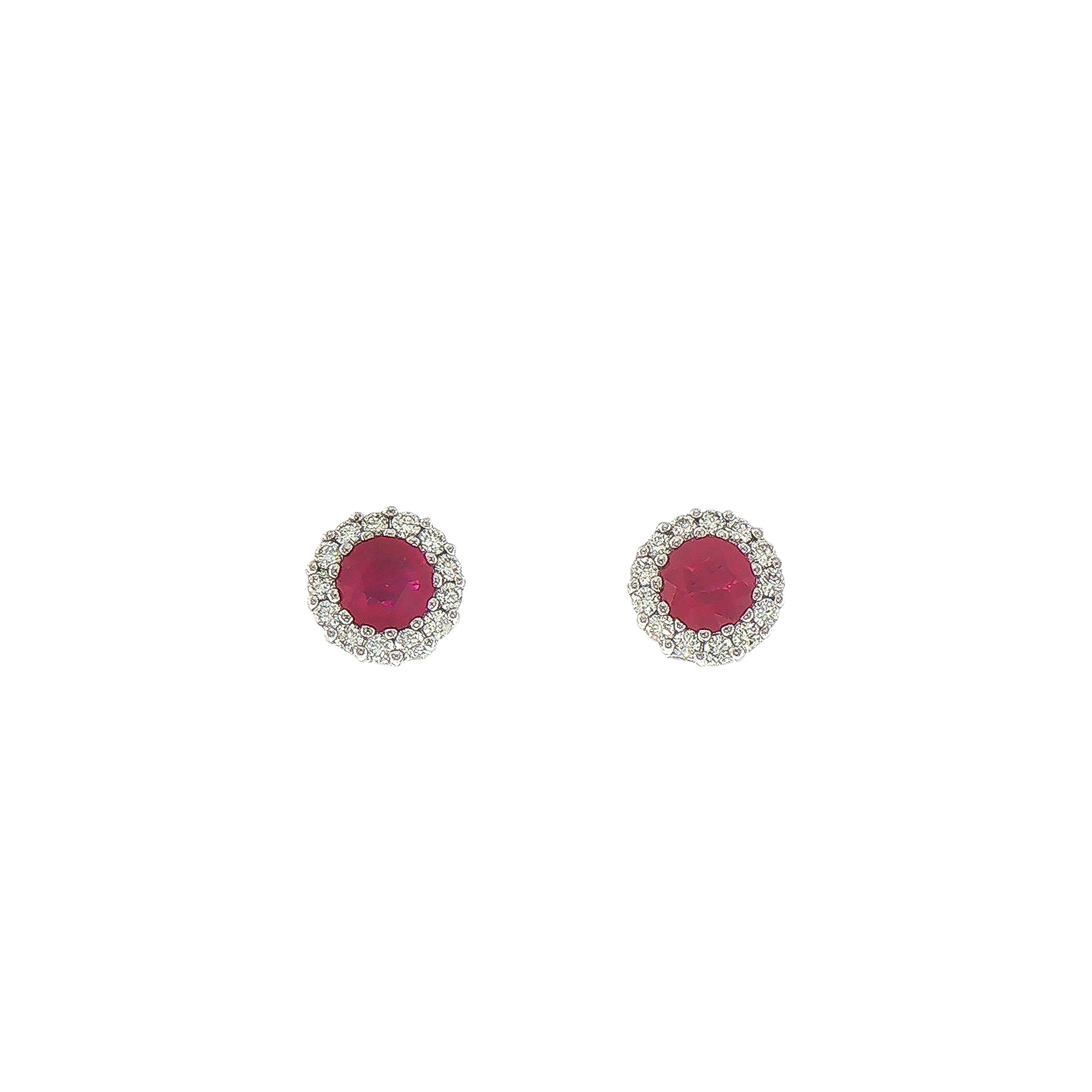 0.91ct Natural Ruby & 0.44ct Natural Diamond Drop Earring set in 18ct White Gold