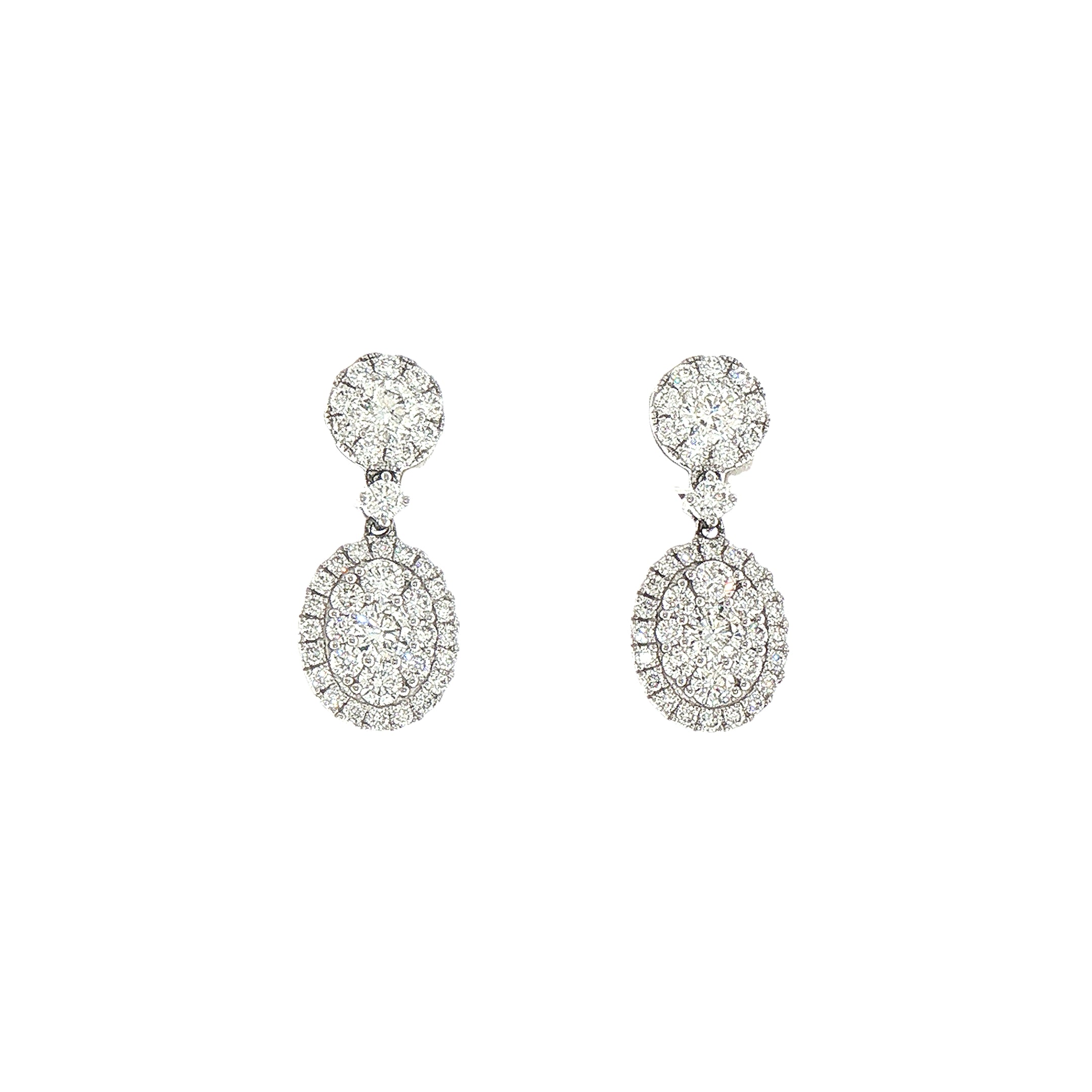 1.46ct 18ct White Gold Oval Shape Diamond Drop Earrings