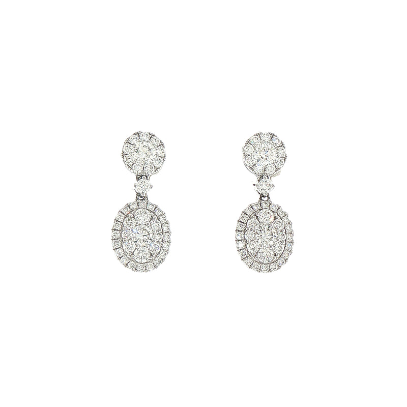 1.46ct 18ct White Gold Oval Shape Diamond Drop Earrings