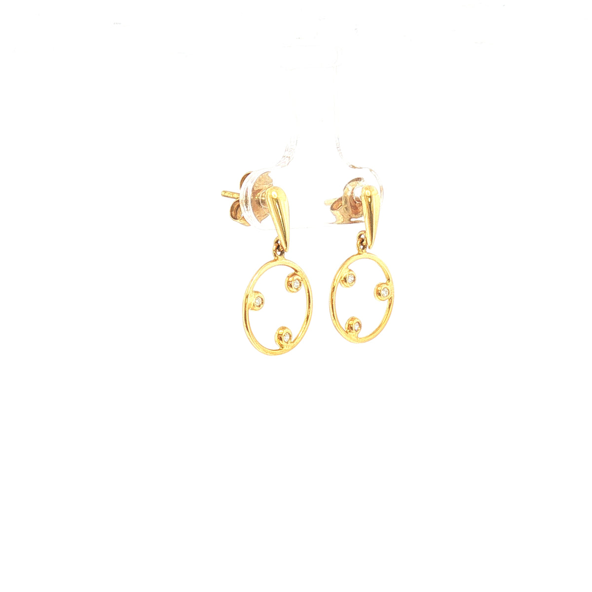Three Stone Natural Diamond Circle Drop Earrings