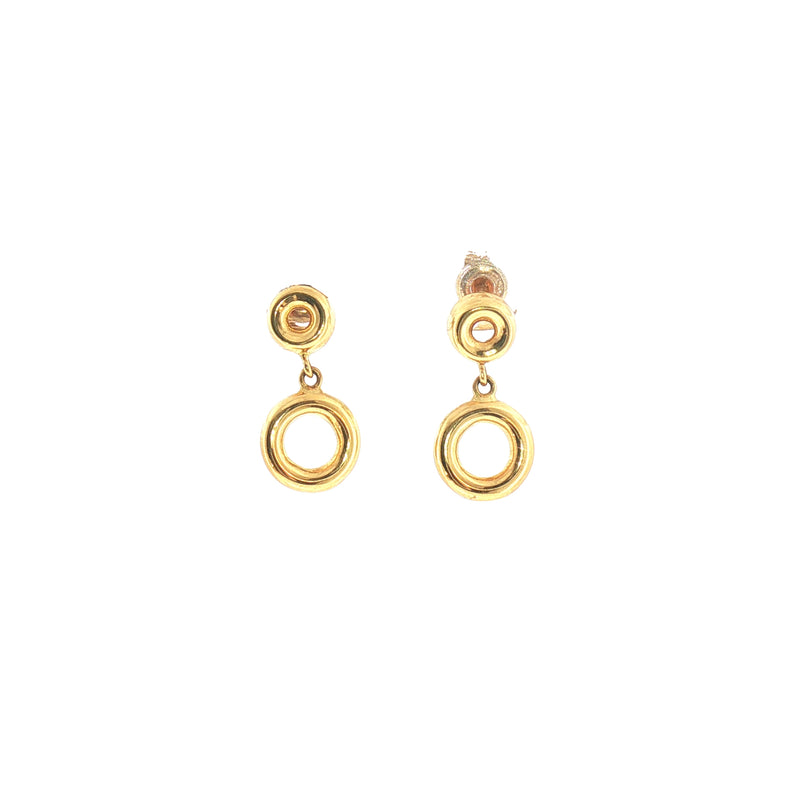 Double Circle Drop Earrings in 18ct Yellow Gold