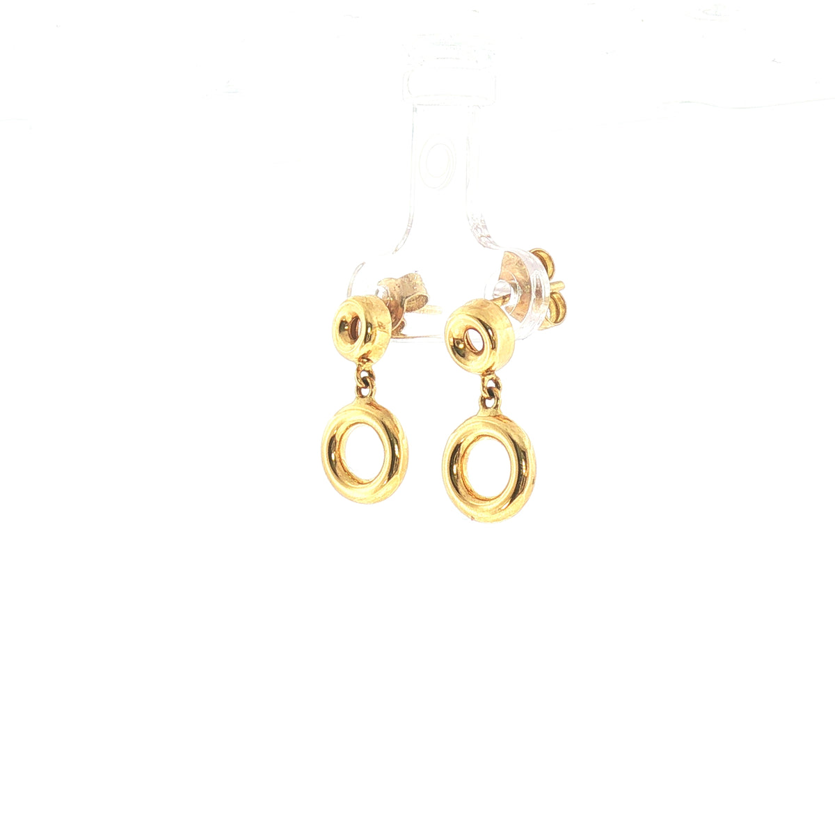 Double Circle Drop Earrings in 18ct Yellow Gold