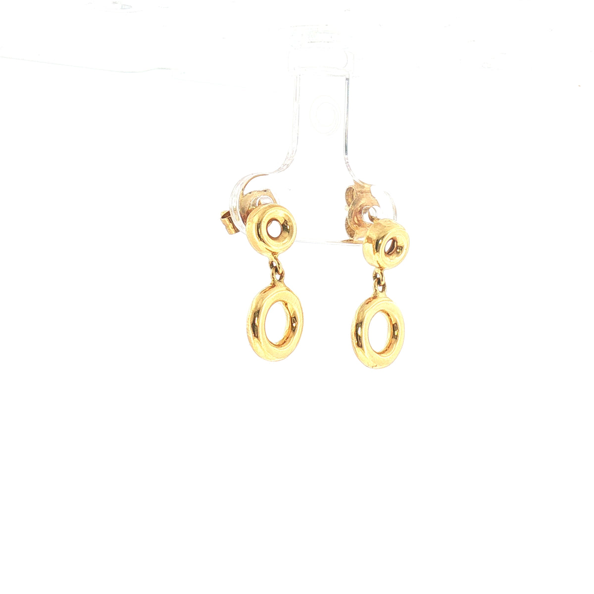 Double Circle Drop Earrings in 18ct Yellow Gold