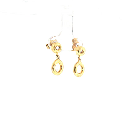 Double Circle Drop Earrings in 18ct Yellow Gold
