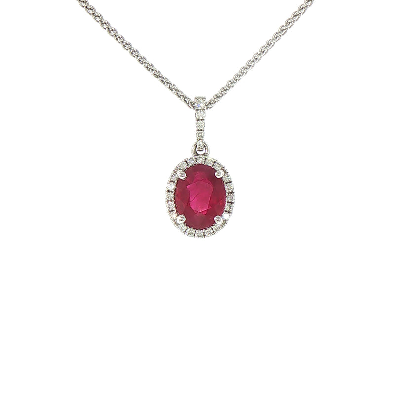Oval Ruby & Natural Diamond Pendant
