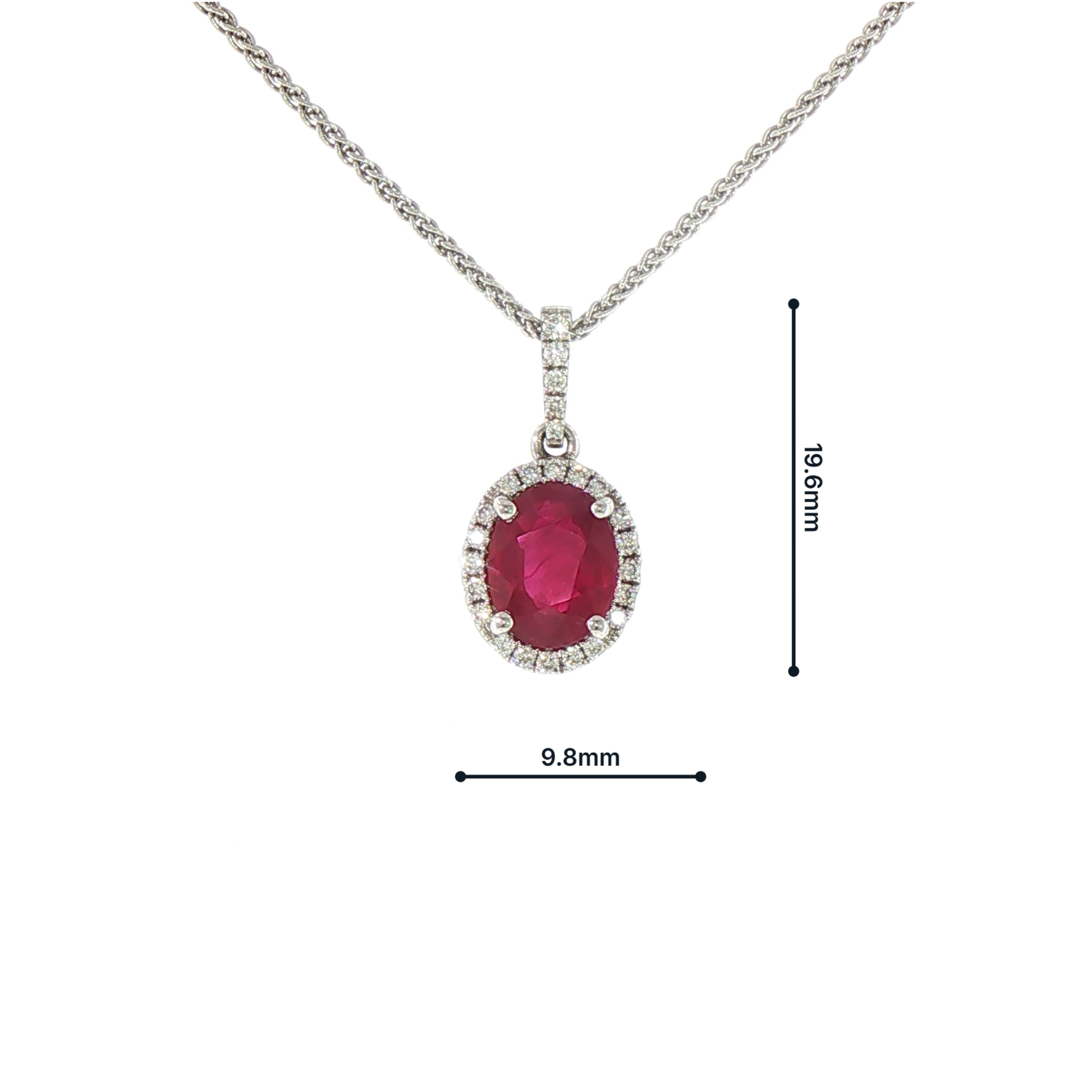 Oval Ruby & Natural Diamond Pendant