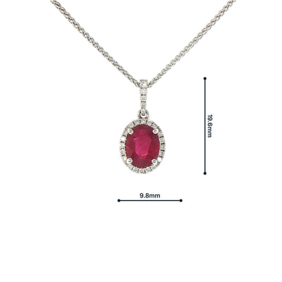 Oval Ruby & Natural Diamond Pendant