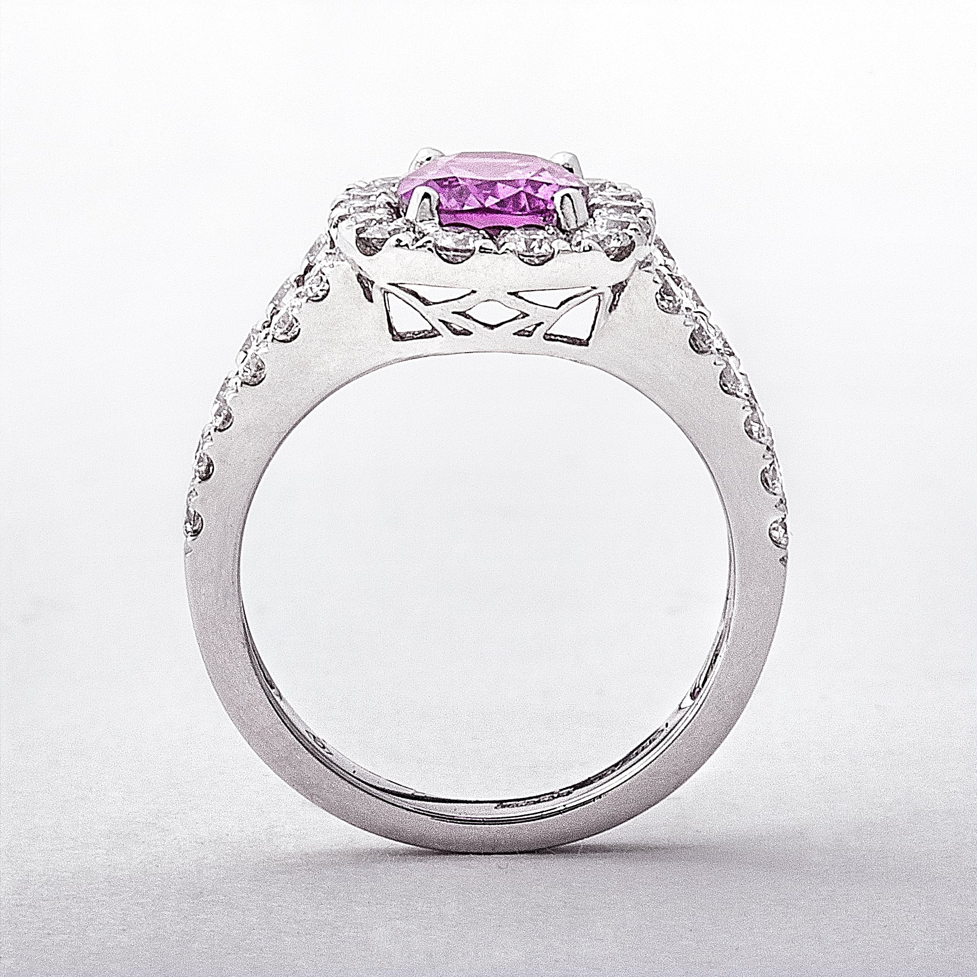 White Gold Pink Sapphire & Diamond Cluster Ring