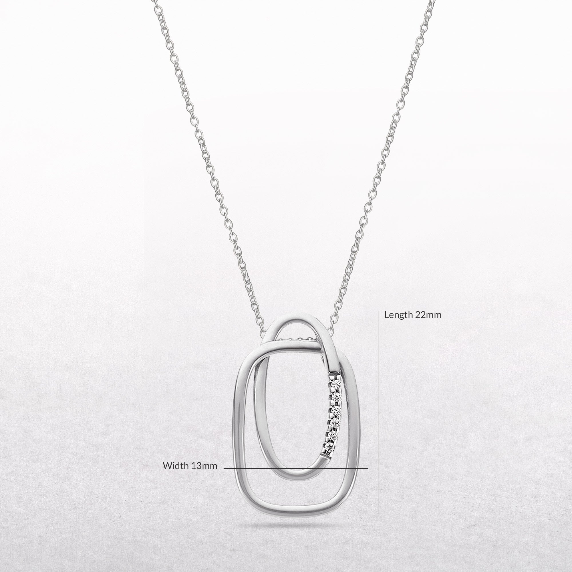 Wide Double Link Natural Diamond Set Pendant in 9ct White Gold