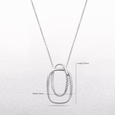 Wide Double Link Natural Diamond Set Pendant in 9ct White Gold