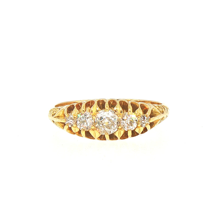 0.60ct Natural Diamond Vintage 5 Stone Victorian Graduated Ring Set in 18ct Yellow Gold