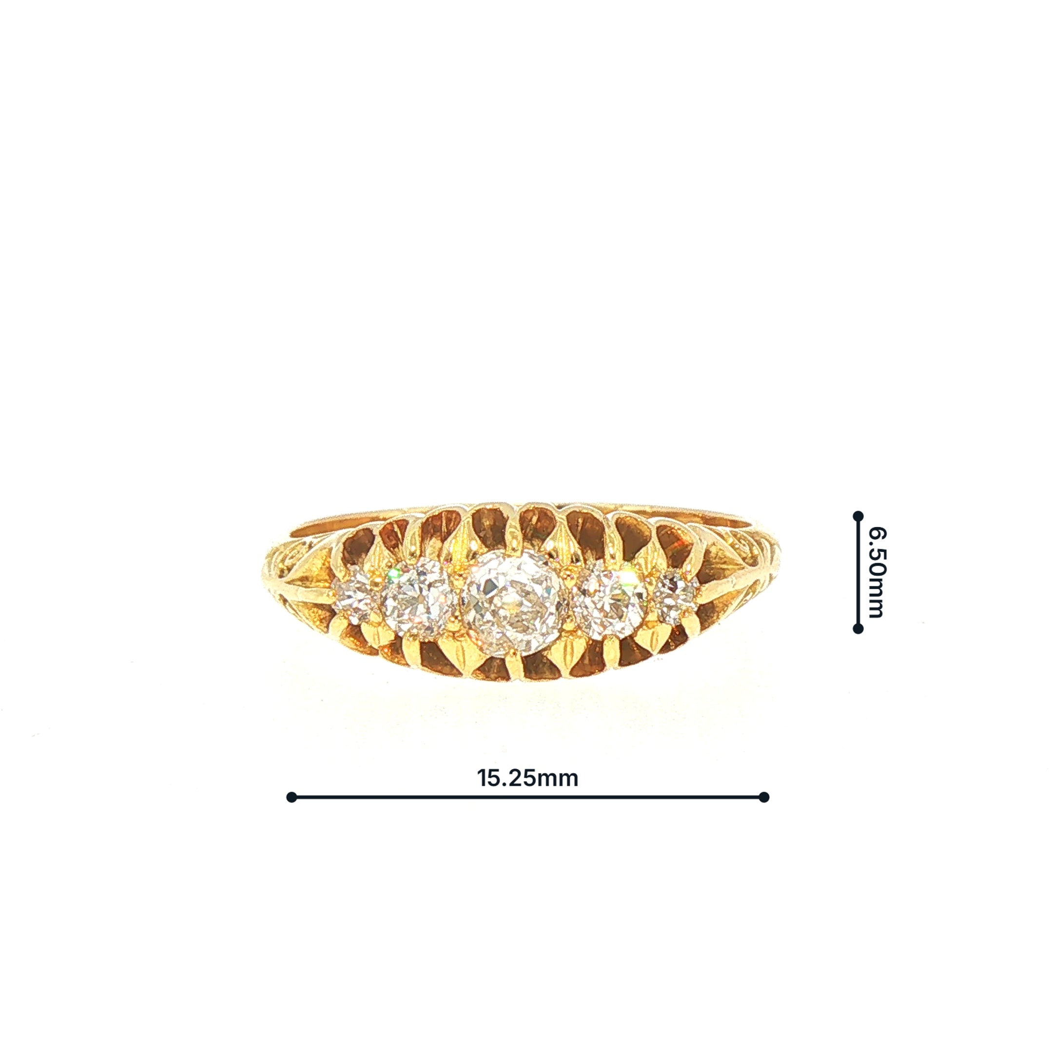 0.60ct Natural Diamond Vintage 5 Stone Victorian Graduated Ring Set in 18ct Yellow Gold