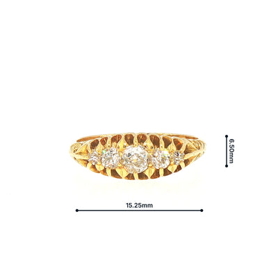 0.60ct Natural Diamond Vintage 5 Stone Victorian Graduated Ring Set in 18ct Yellow Gold